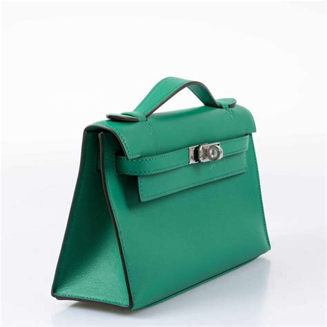 Hermès Kelly Mini Pochette Vert Vertigo Swift Palladium Hardware